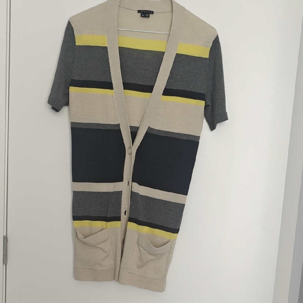Theory 100% Wool V-Neck Cardigan Sweater